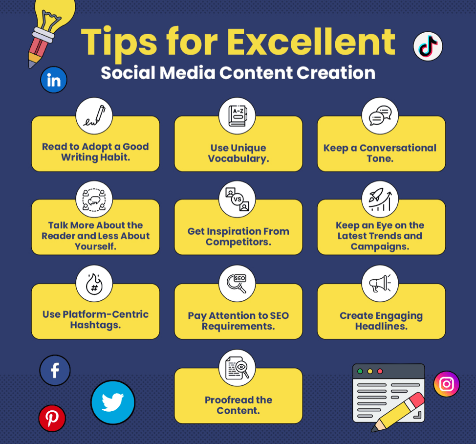 Image of tips for excellent social media content creation to create engaging content